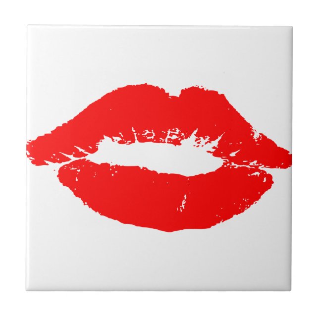 Azulejo De Cerâmica Lábios Beijos Red Lipstick Love Namorados (Frente)