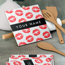 Azulejo De Cerâmica Lábios Vermelhos, Beijo, Batom, Seu Nome, Personal