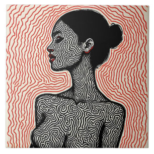 Azulejo De Cerâmica Labirinto de Seu Despertar – Um Retrato Minimalist