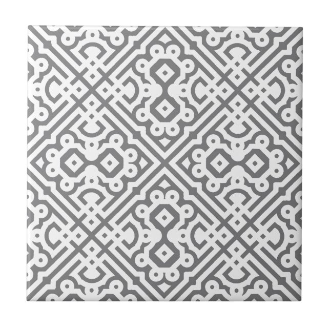 Azulejo De Cerâmica Labirinto ornamentado na Cinza (Frente)