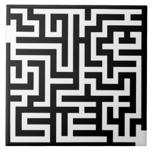 Azulejo De Cerâmica Labirinto preto e branco