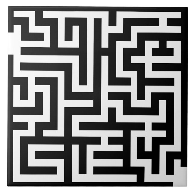 Azulejo De Cerâmica Labirinto preto e branco (Frente)
