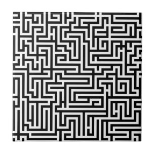 Azulejo De Cerâmica Labirinto Preto e Branco Padrão de Labirinto