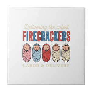 Azulejo De Cerâmica Labor & Delivery Fogos de Artifício Enfermeira de
