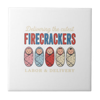 Azulejo De Cerâmica Labor & Delivery Fogos de Artifício Enfermeira de