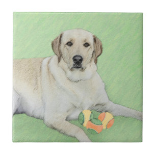 Azulejo De Cerâmica Labrador Amarelo - Impressão de Retriever e Tênis
