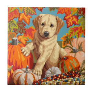 Azulejo De Cerâmica Labrador Cujo Retriever Puppy Colheita de outono