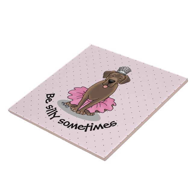 Azulejo De Cerâmica Labrador de chocolate da Princesa balé (Lateral)
