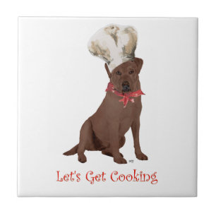 Azulejo De Cerâmica Labrador Retriever Chocolate Cozinhando