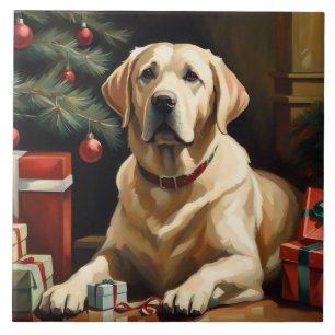 Azulejo De Cerâmica Labrador Retriever Christmas