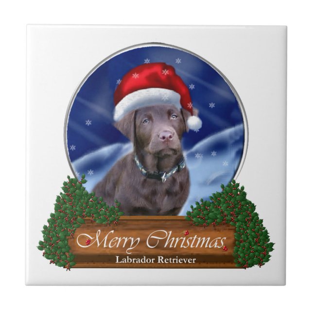Azulejo De Cerâmica Labrador Retriever Christmas (Frente)