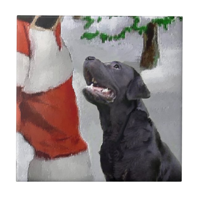 Azulejo De Cerâmica Labrador Retriever Christmas (Frente)