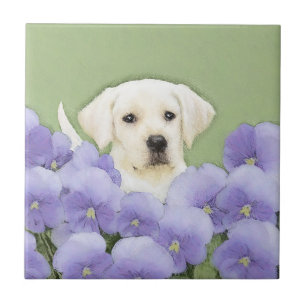 Azulejo De Cerâmica Labrador Retriever Puppy Pintura Original