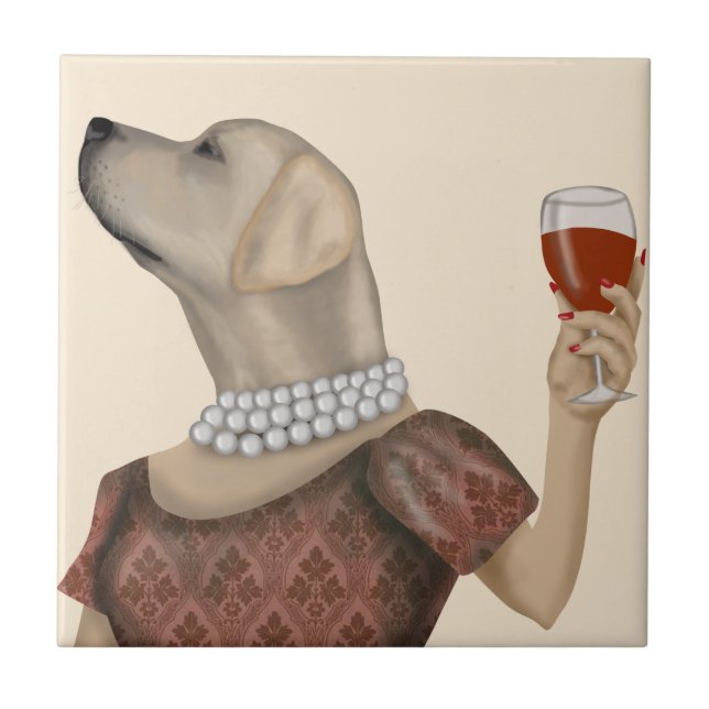 Azulejo De Cerâmica Labrador Wine Snob Amarelo (Frente)