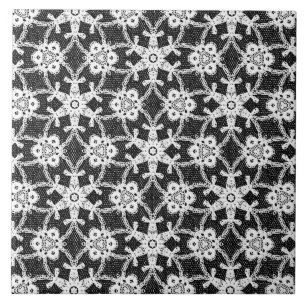 Azulejo De Cerâmica Lace antigo - branco e preto