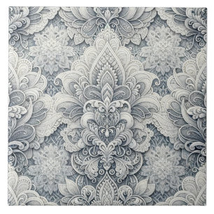 Azulejo De Cerâmica Lace Branco Suave, Acentos Prateados, Luxo Invisív