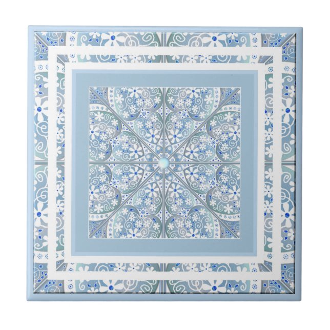 Azulejo De Cerâmica Lace cerâmico Azul claro (Frente)