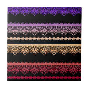 Azulejo De Cerâmica Lace multicolorido em preto