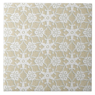 Azulejo De Cerâmica Laço antigo - branco e bege
