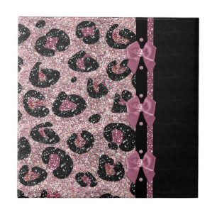 Azulejo De Cerâmica Laços de Fita Estampa de Leopardo Rosa RAB Rockabi