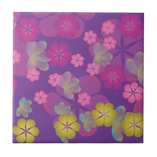 Azulejo De Cerâmica Lacy Lotus Purple