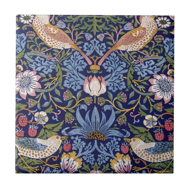 Azulejo De Cerâmica Ladrão da morango de William Morris (Frente)