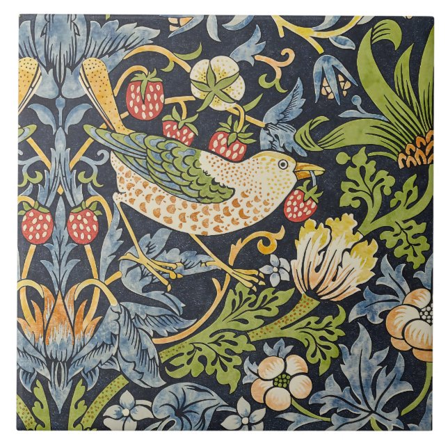 Azulejo De Cerâmica Ladrão de Morango Morris Azul Marinho Arte Fina Vi (Frente)
