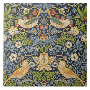 Azulejo De Cerâmica Ladrão de Morango Morris Azul Naval Arte Fina Vint