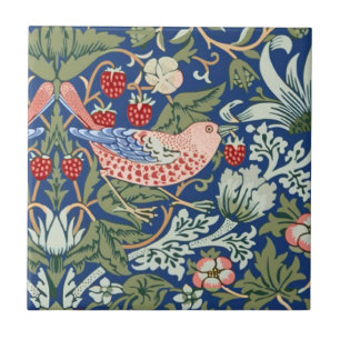 Azulejo De Cerâmica Ladrão de Morango William Morris Azul Marinho Cora