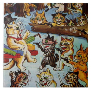 Azulejo De Cerâmica “Ladrones e Bandidos” por Louis Wain