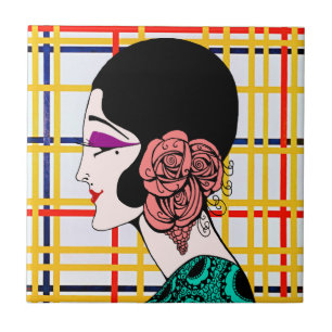 Azulejo De Cerâmica Lady Elegance sobre Nova York do Mondrian