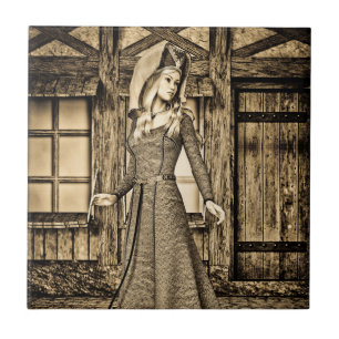 Azulejo De Cerâmica Lady Medieval
