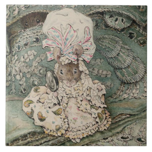 Azulejo De Cerâmica Lady Mouse em um Boné Mob (por Beatrix Potter)