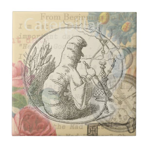 Azulejo De Cerâmica Lagarta da Terra das Maravilhas de Alice: Tenniel