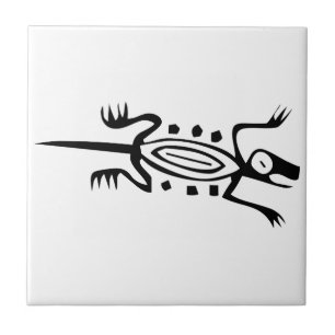 Azulejo De Cerâmica Lagarto, hieroglyph mexicano (Maya)