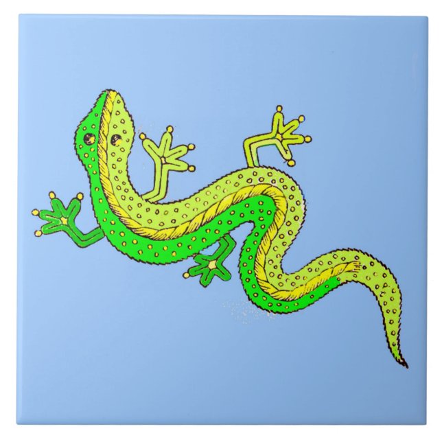 Azulejo De Cerâmica lagarto verde (Frente)