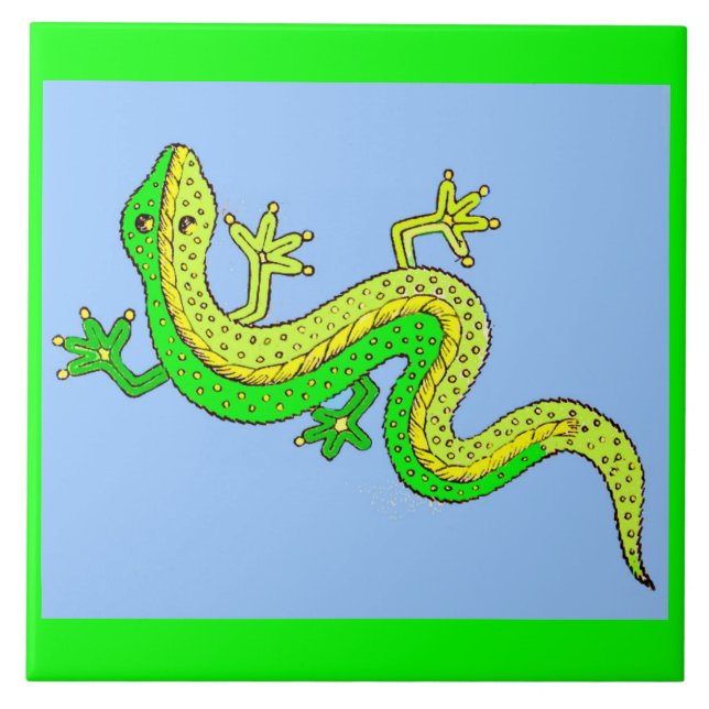 Azulejo De Cerâmica lagarto verde (Frente)
