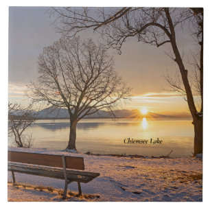 Azulejo De Cerâmica Lago Chiemsee, pôr do sol,