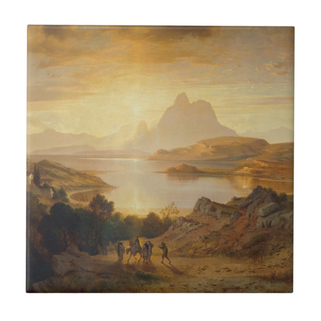 Azulejo De Cerâmica Lago de Lugano - Albert Zimmermann (Frente)