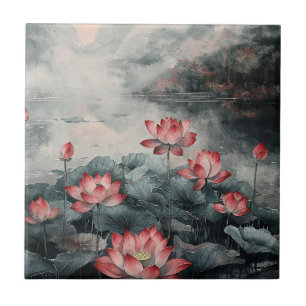 Azulejo De Cerâmica Lago Lotus ao Luar (5)