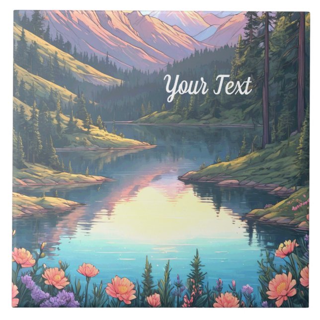 Azulejo De Cerâmica Lago Montanha (Frente)