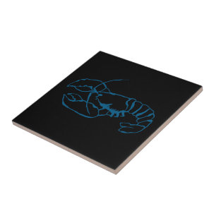Azulejo De Cerâmica Lagosta Azul Animal Marinho Desenho Simples de Lin