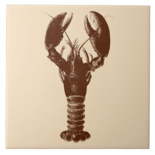 Azulejo De Cerâmica Lagosta castanha escura em bege claro