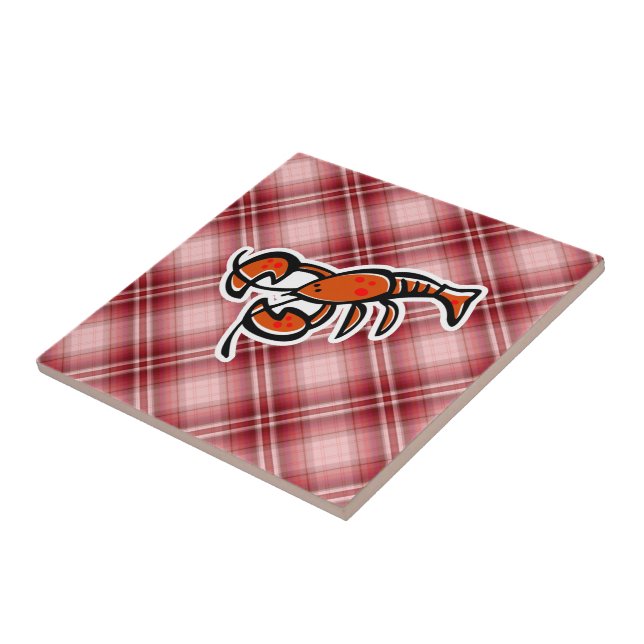 Azulejo De Cerâmica Lagosta vermelha da xadrez (Lateral)