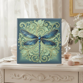Azulejo De Cerâmica Lagrima Art Nouveau Libélula Pat#12 Azul ID1222