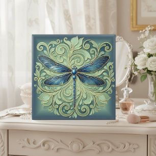 Azulejo De Cerâmica Lagrima Art Nouveau Libélula Pat#12 Azul ID1222