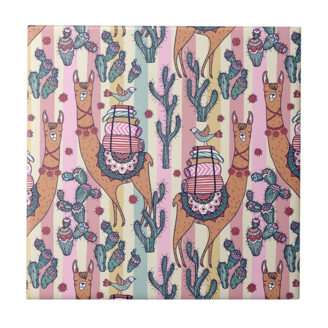 Azulejo De Cerâmica Lamas no teste padrão das listras (Frente)