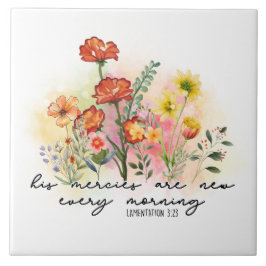 Azulejo De Cerâmica Lamentações 3:23 Seus Compaixões Novamente Todas A