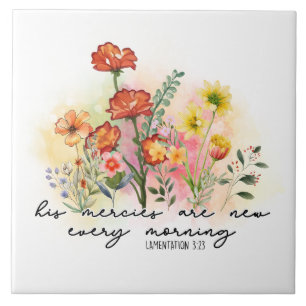 Azulejo De Cerâmica Lamentações 3:23 Seus Compaixões Novamente Todas A