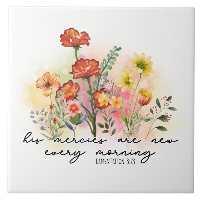 Azulejo De Cerâmica Lamentações 3:23 Seus Compaixões Novamente Todas A (Frente)